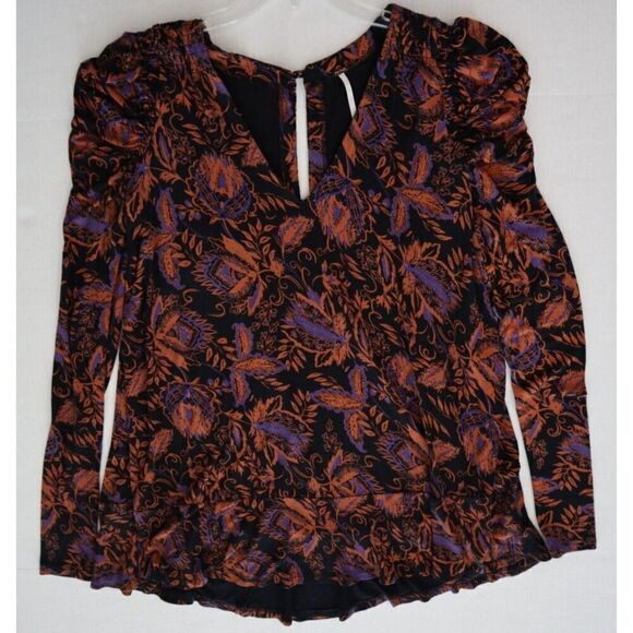 Free People OB1068116 Women's Sz XS Black Floral Print Hello Lover Tunic Top - Picture 1 of 9